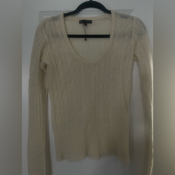 Burberry Sweaters - Burberry Prorsum Cream Scoop Neck Sweater with Ribbed Texture